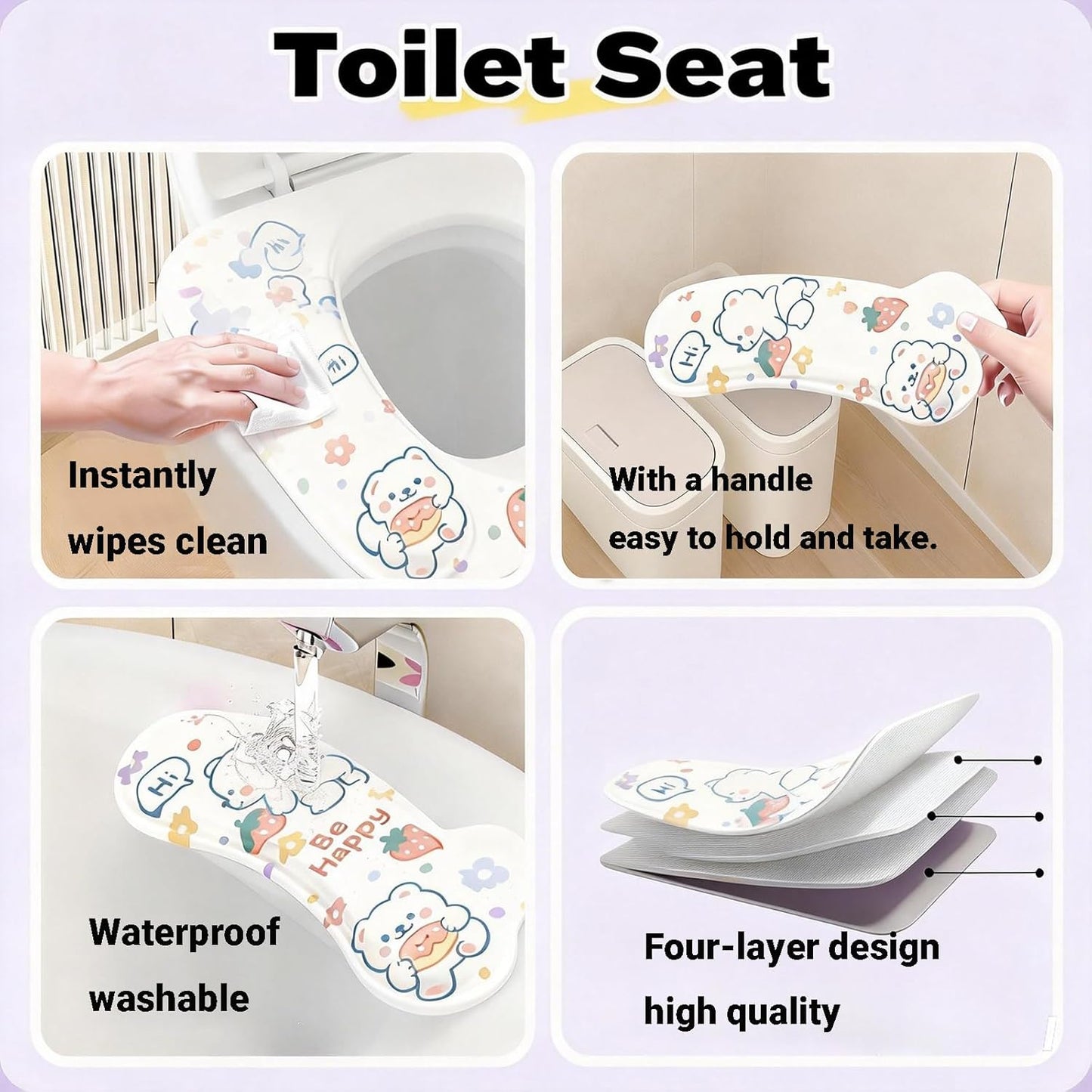 4 Pzas Fundas Asiento Inodoro EVA Acolchada Impermeable
