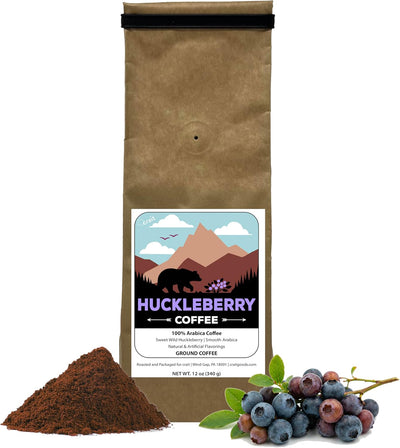 Café Wild Huckleberry molido con sabor a arándano 100% arábica para gotear verter y prensa francesa 12 oz