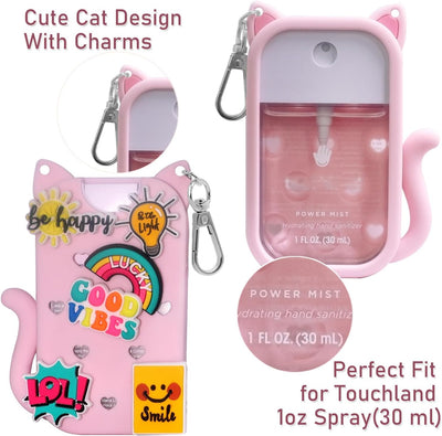 Funda silicona Touchland desinfectante manos 1oz rosa con llavero