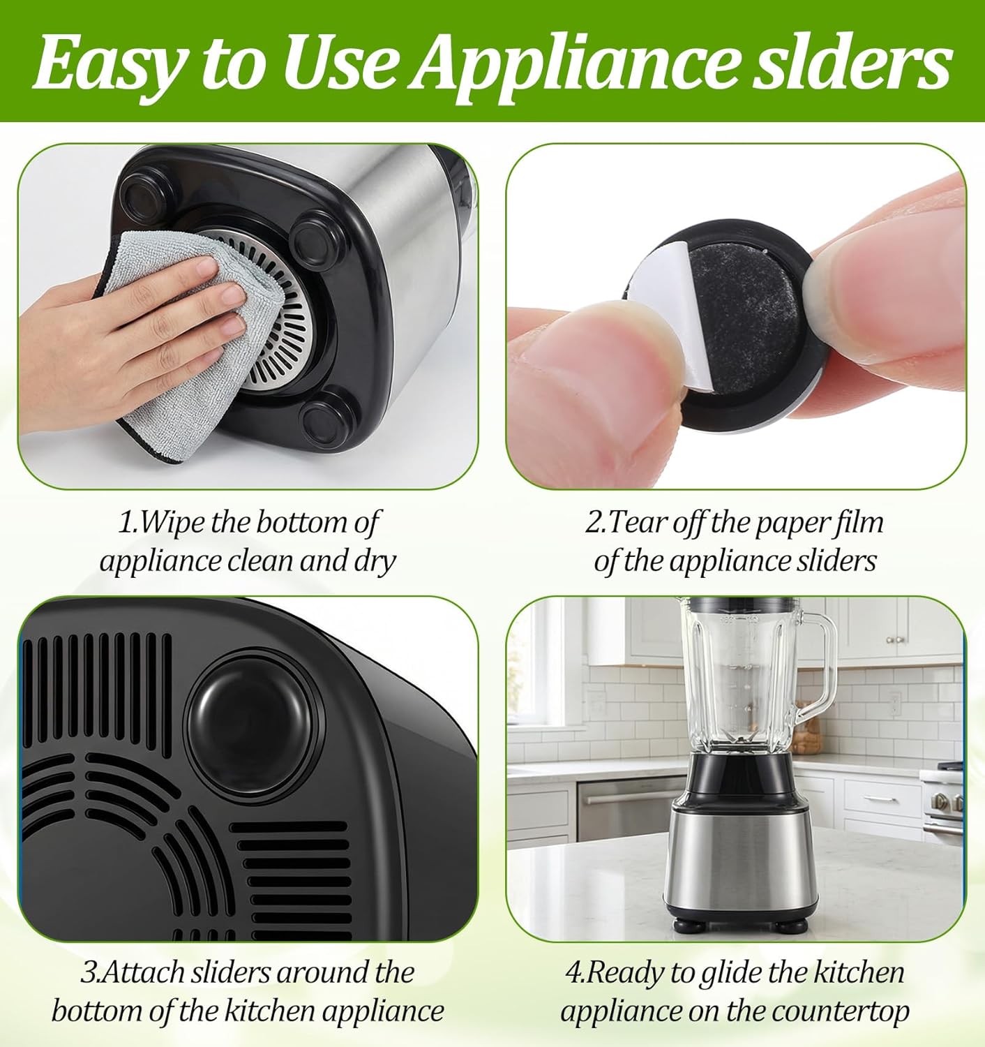 Deslizadores electrodomésticos autoadhesivos para encimera cafetera
