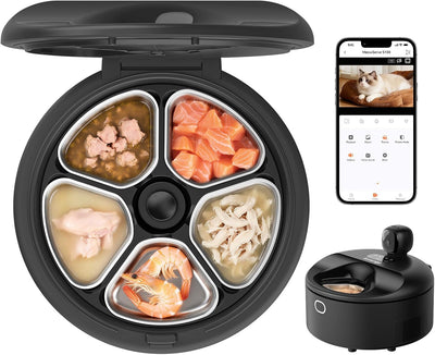 Comedero gatos con cámara 3 MP app acero inox