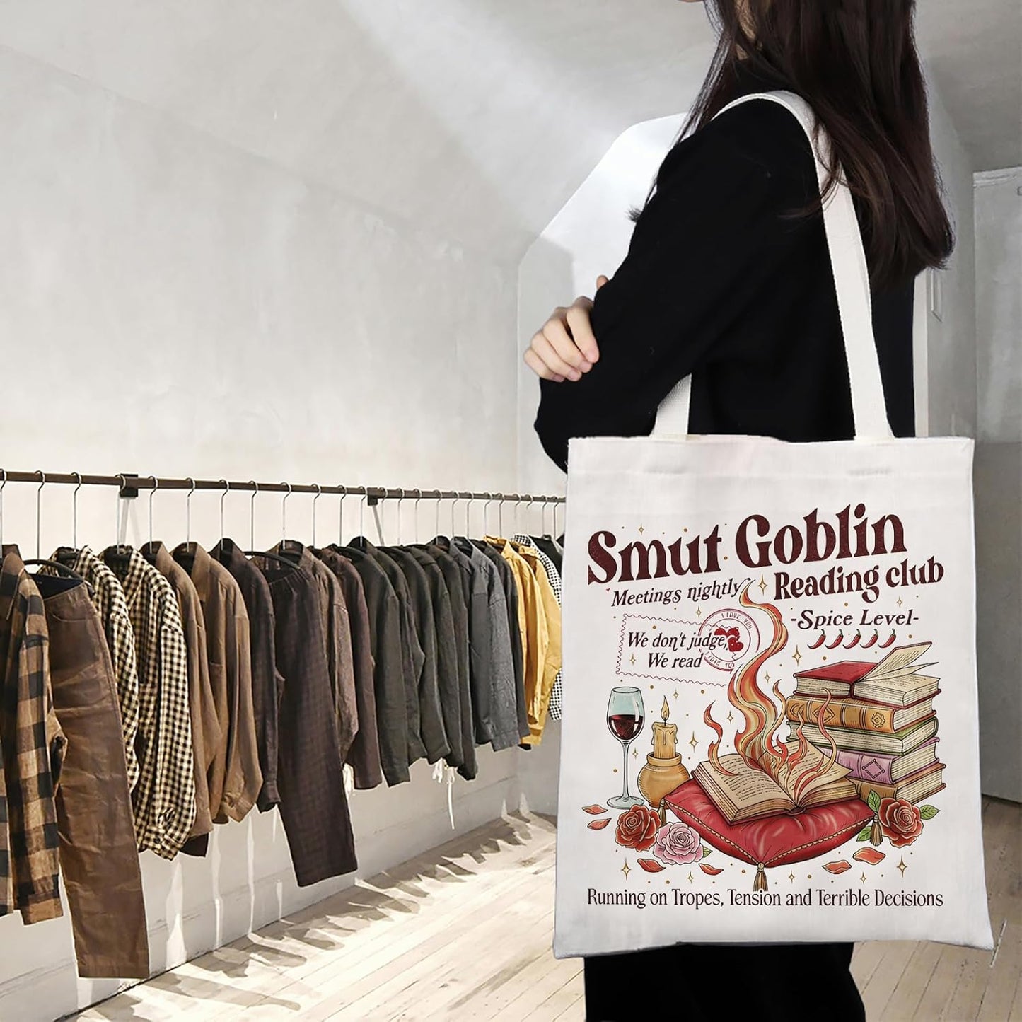 Bolso tote para lectura dark romance Smut Goblin Reading Club
