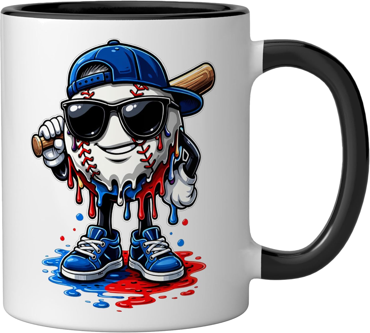Taza cerámica para beisbolista niño amante del deporte con dibujo de helado