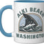 Taza cerámica Alki Beach Washington Shark Fin azul/blanco