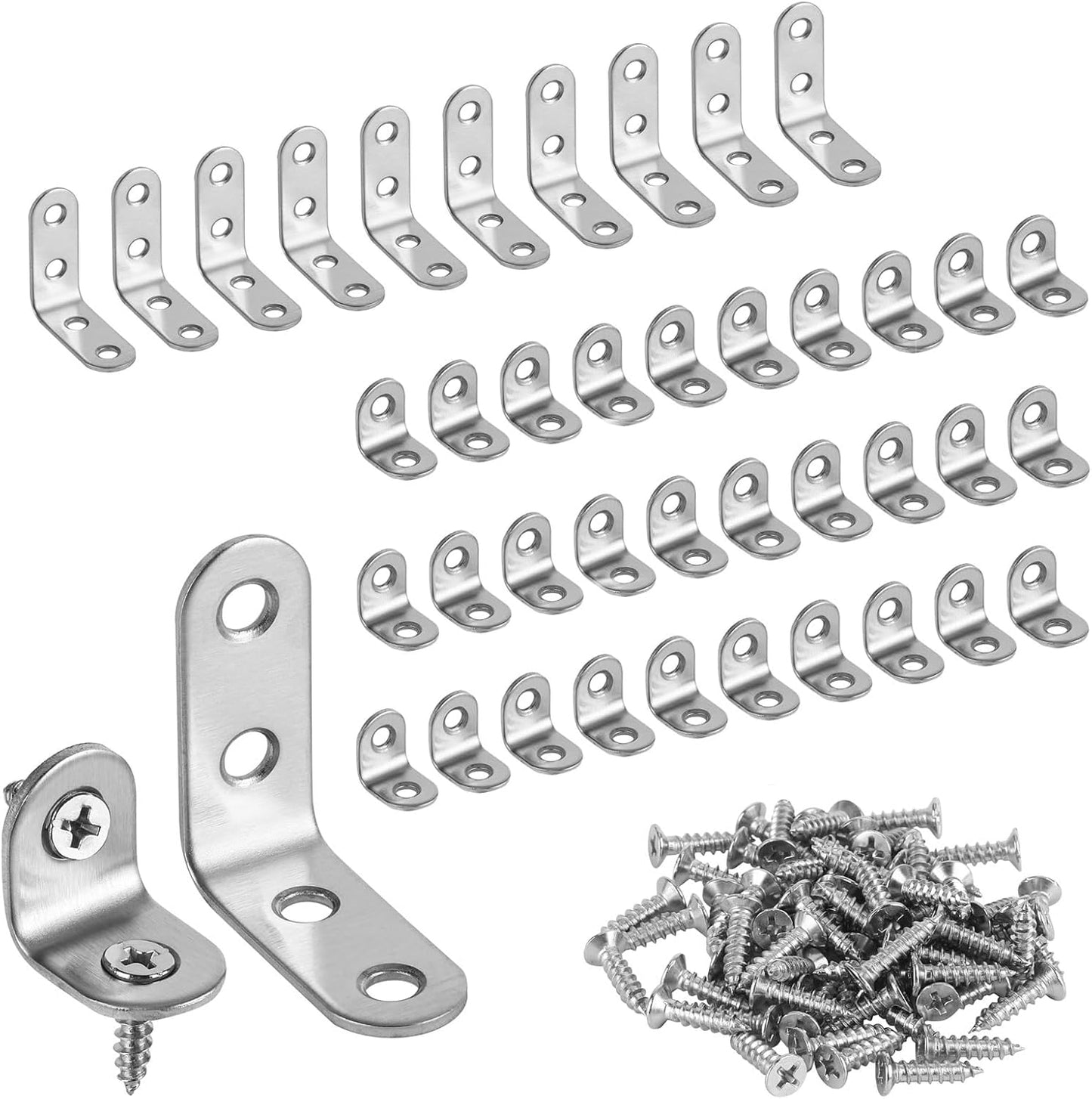 40 Pzas Soporte L Acero Inox 1.57pulg para Muebles
