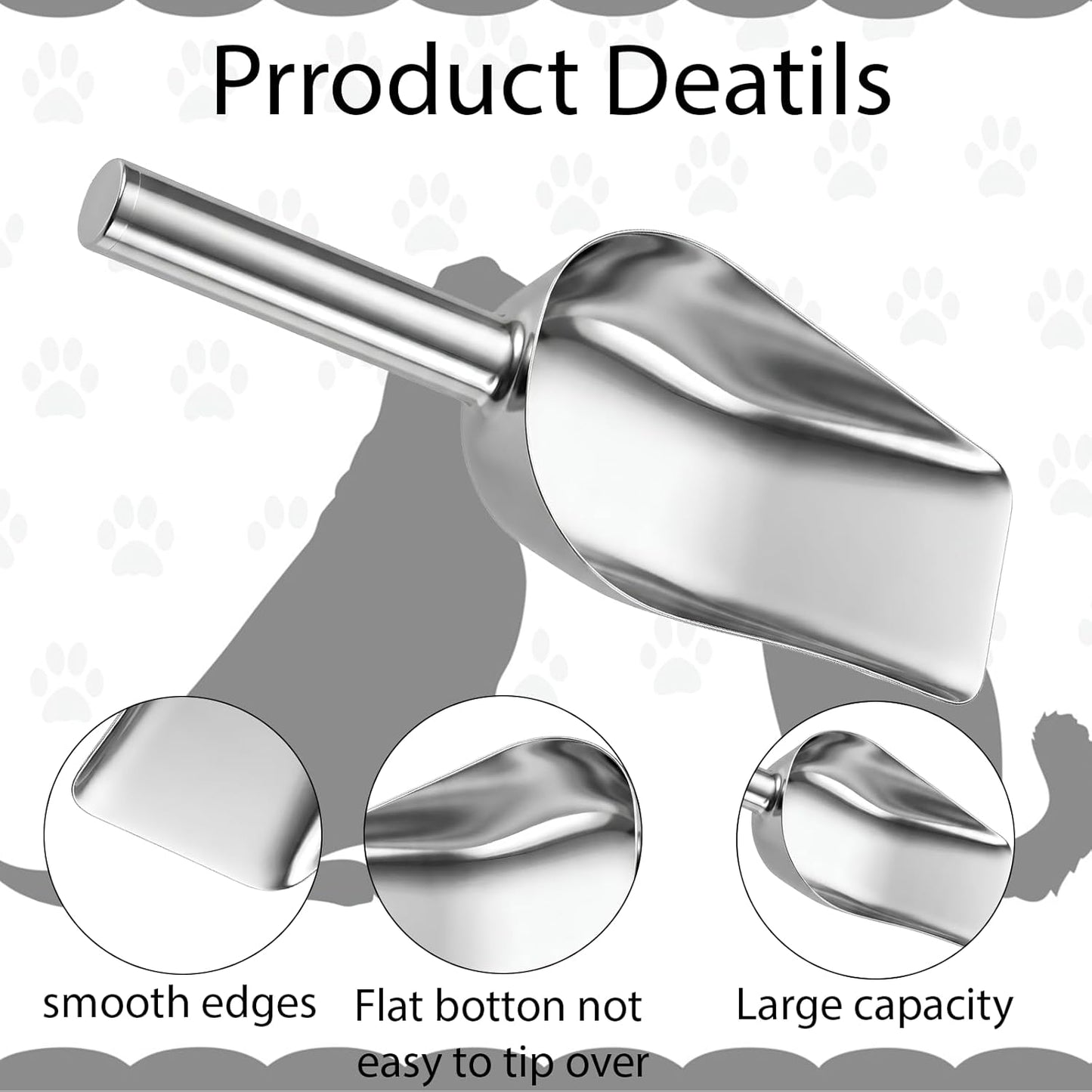 Cuchara acero inox para mascotas 1 taza mango largo