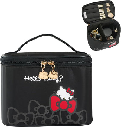 Bolsa maquillaje impermeable con soporte brochas para viaje negro