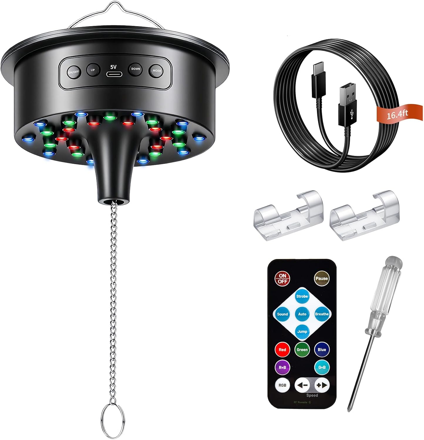 Motor bola discoteca con luces RGB 30 LED y soporte 4-16pulg