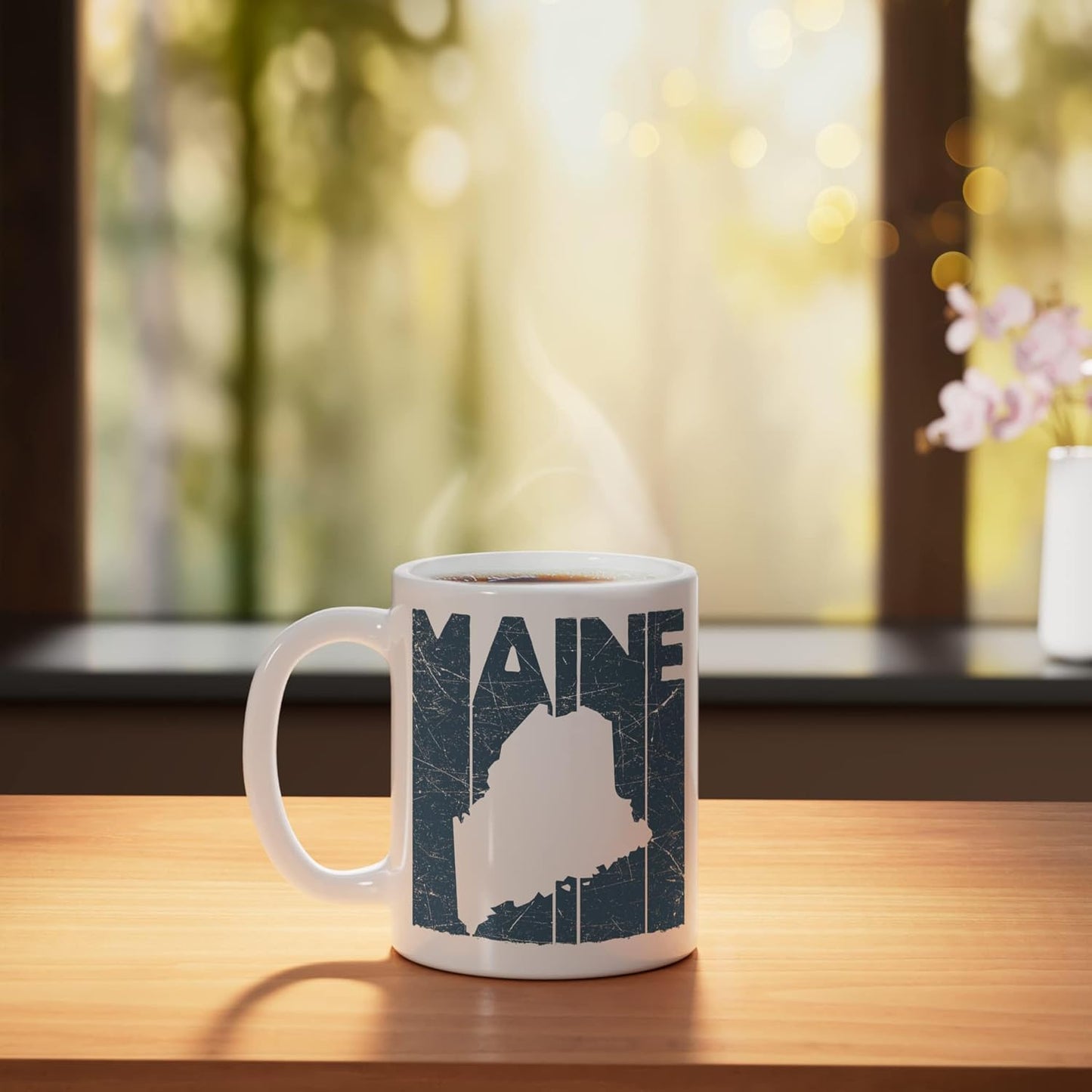 Taza Cerámica Maine Vintage Mapa Blanco