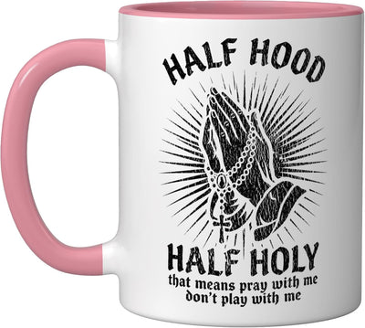 Taza cerámica divertida con mensaje 'Don't Play With Me', rosa/blanco