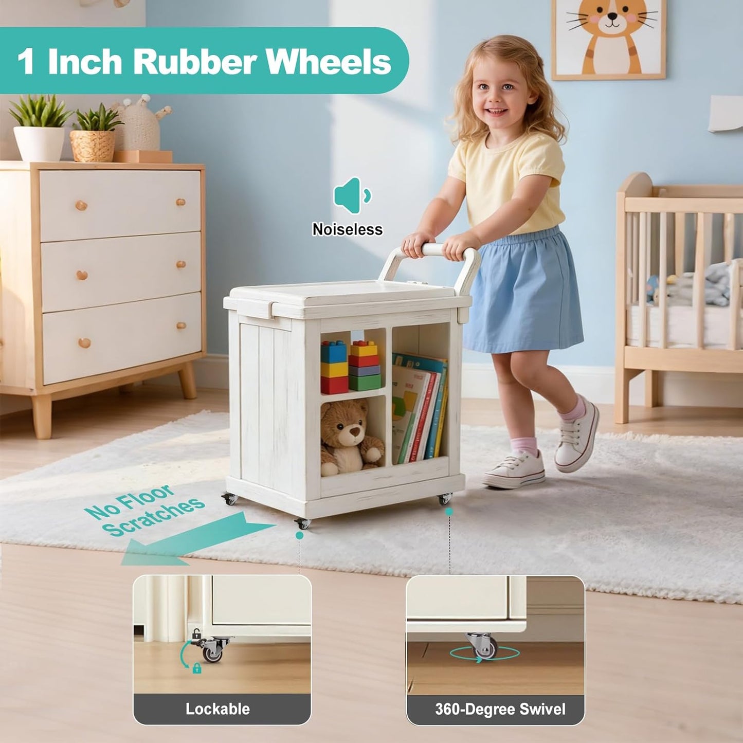 Ruedas giratorias 1pulg para muebles resistente con frenos set 4