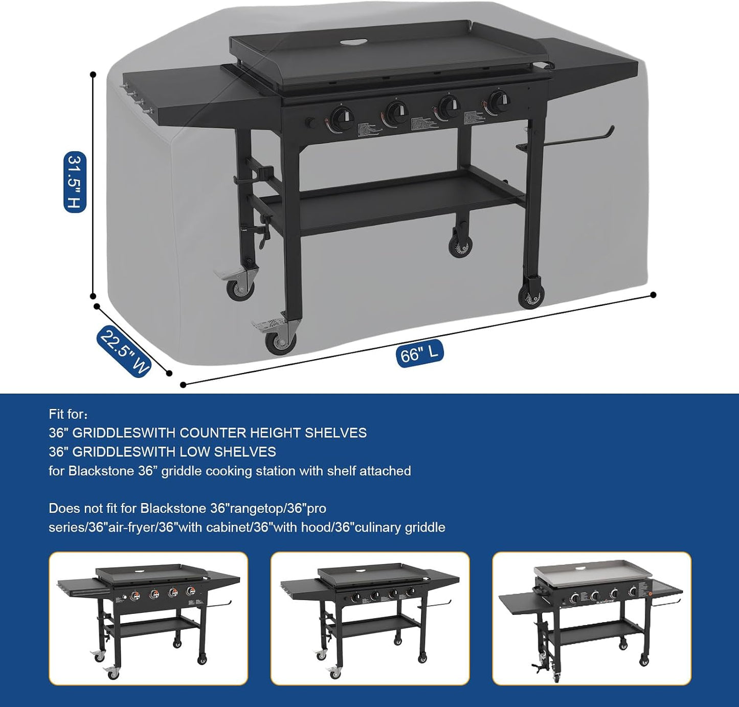 Cubierta parrilla Blackstone 36 pulg impermeable con correas