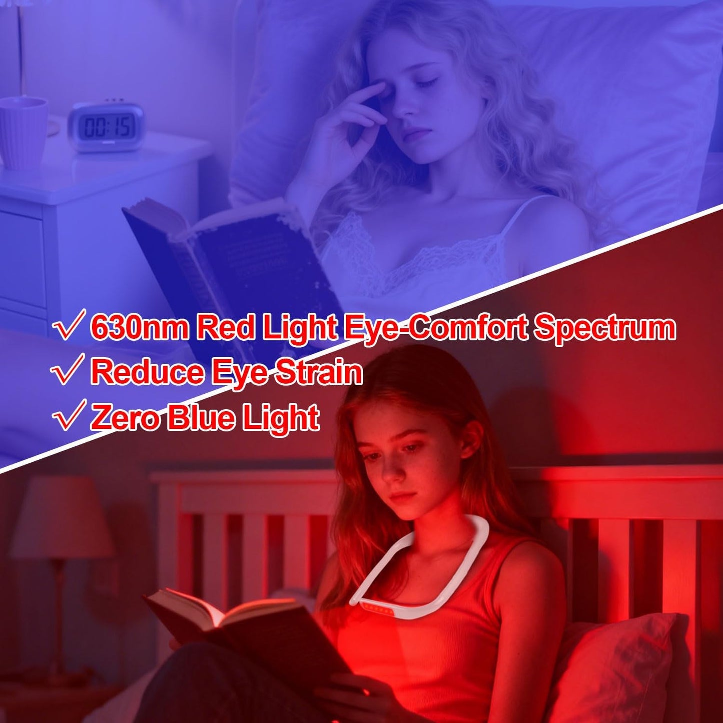 Luz cuello LED 630nm regulable recargable