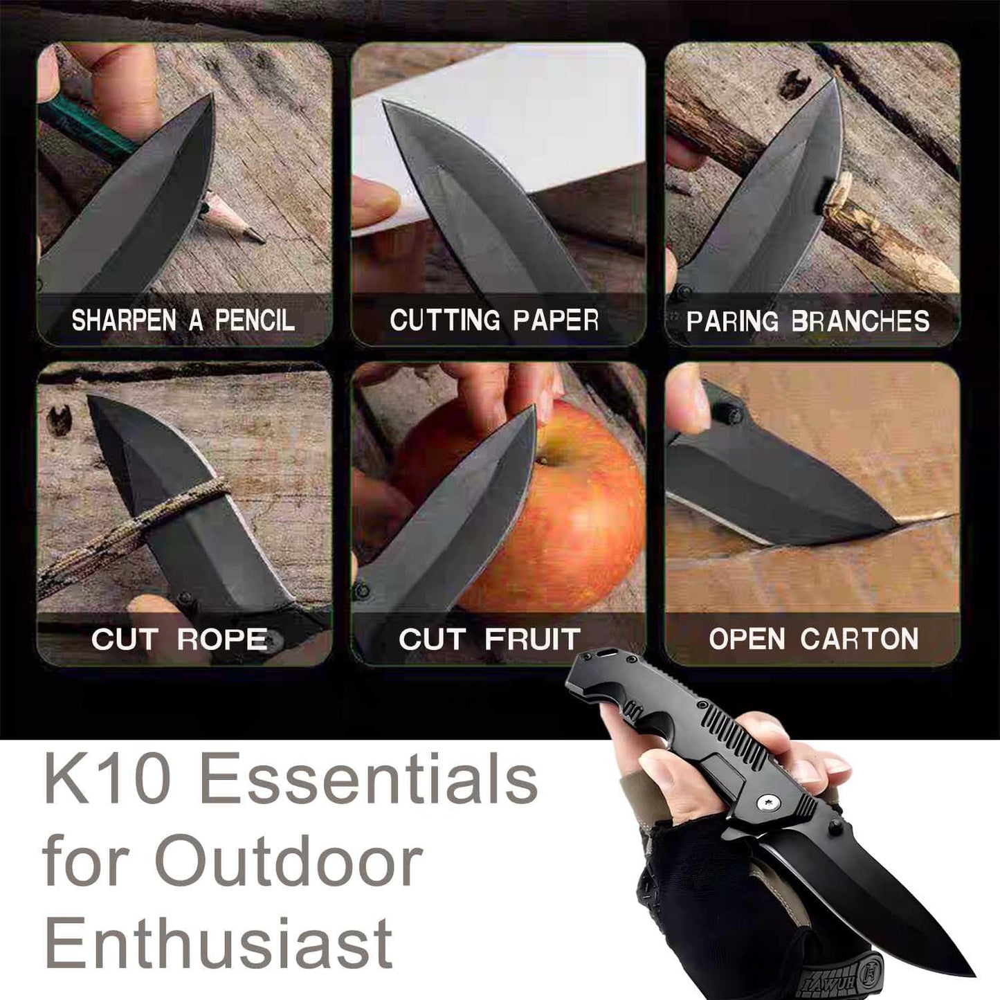 Cuchillo bolsillo mini aluminio 7.9pulg mango portátil