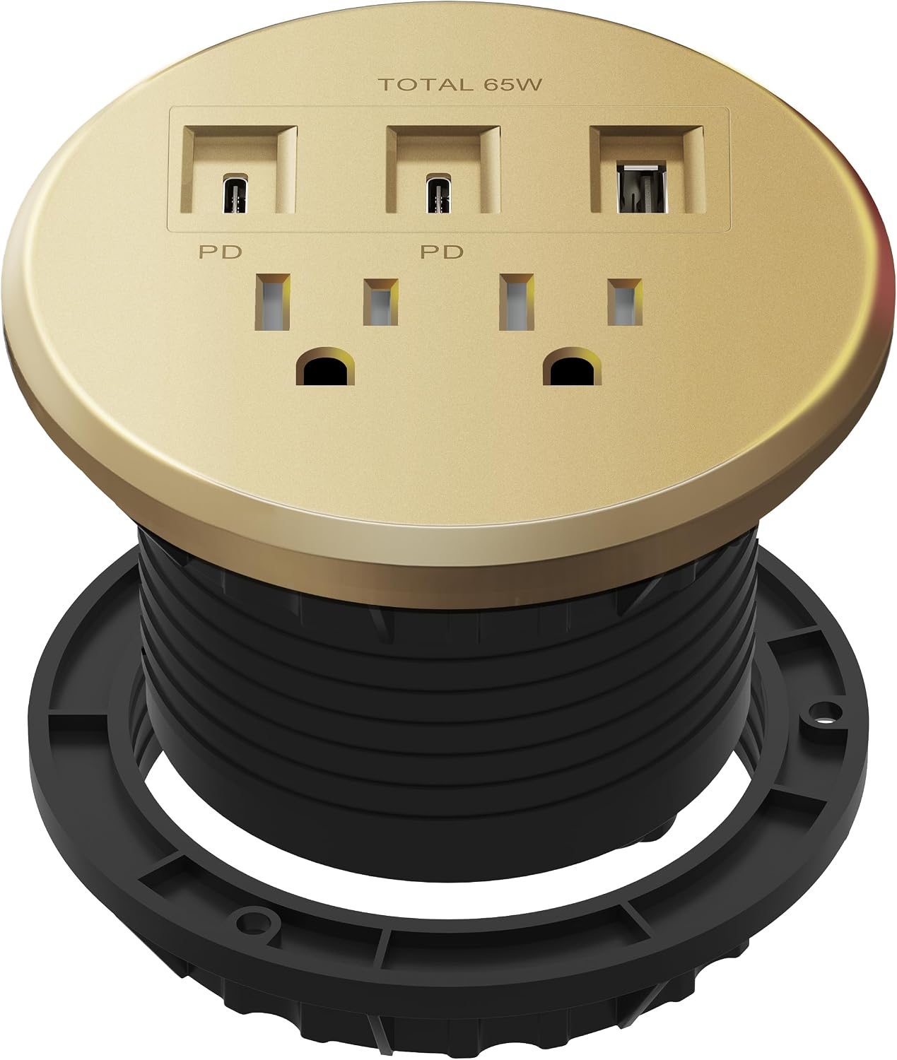 Ojal escritorio 65W GaN USB-A USB-C cubierta automática