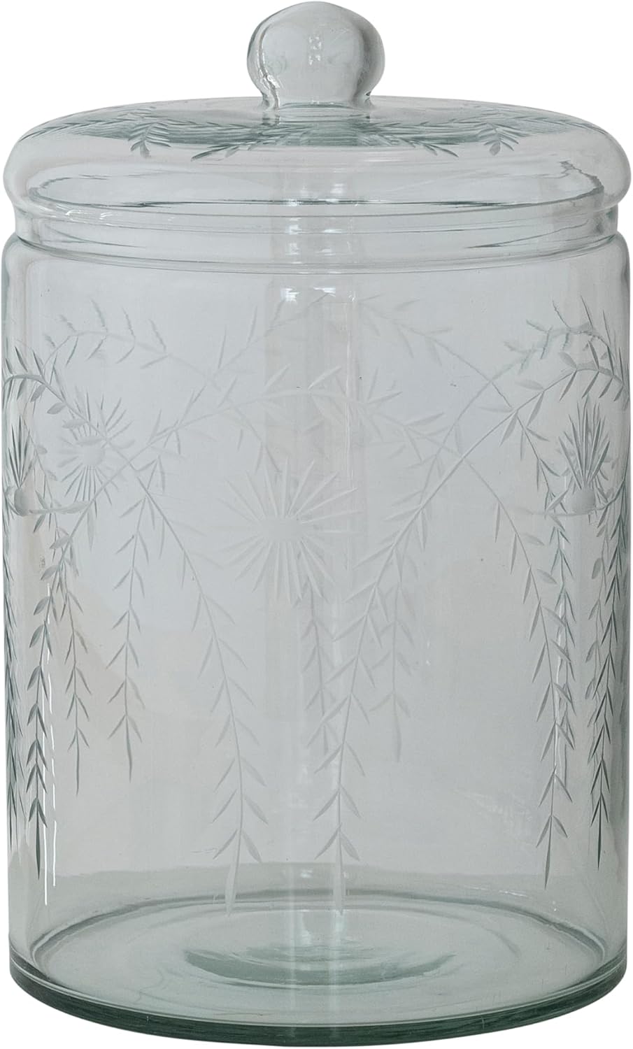 Tarro Vidrio Soplado Botánico Grabado 7.25qt Transparente