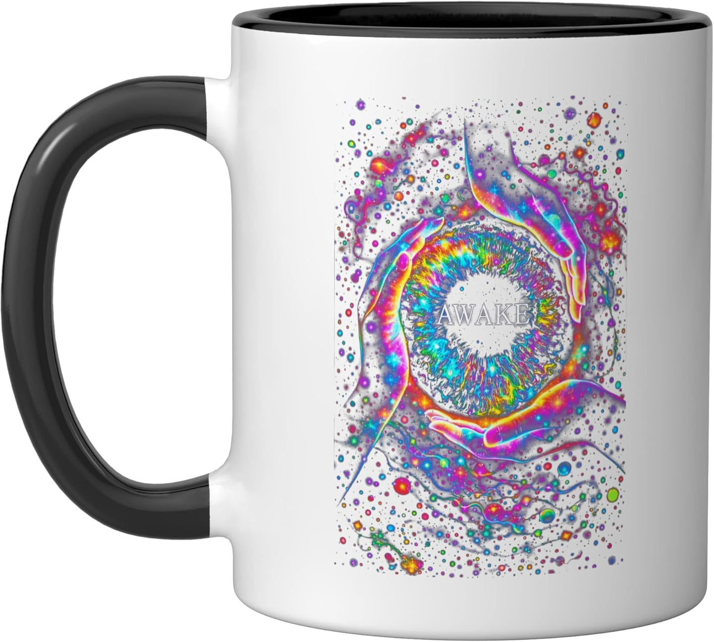 Taza Cerámica Psychedelic Negro/Blanco