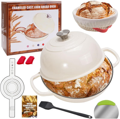 Horno holandés hierro fundido 6qt kit masa madre con canasta