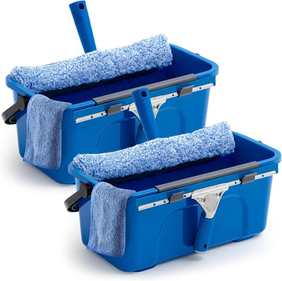 Set 2 Juego Limpieza Ventanas 14pulg Cubo 3gal