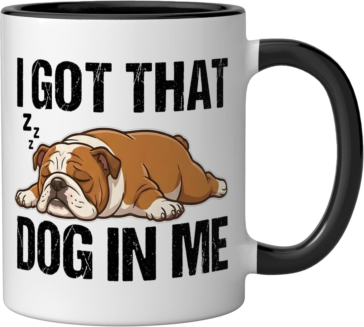 Taza Cerámica Perro Bulldog Durmiendo Negro/Blanco