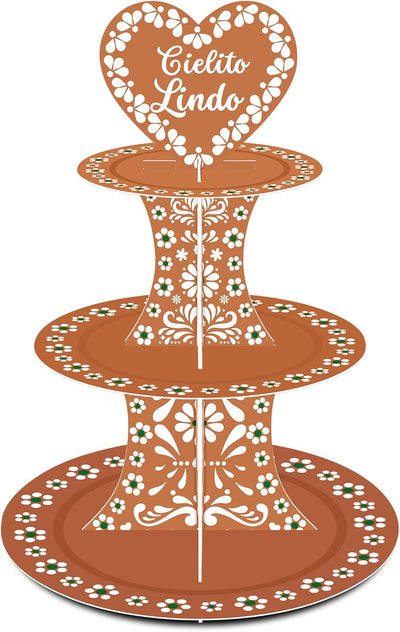 Decoración fiesta mexicana Cielito Lindo soporte cupcakes torre postre terracota