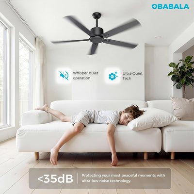Ventilador techo negro 52pulg control remoto reversible 5 aspas