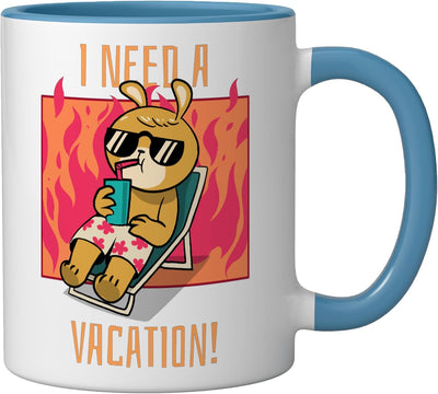 Taza Cerámica I Need A Vacation Azul Blanco