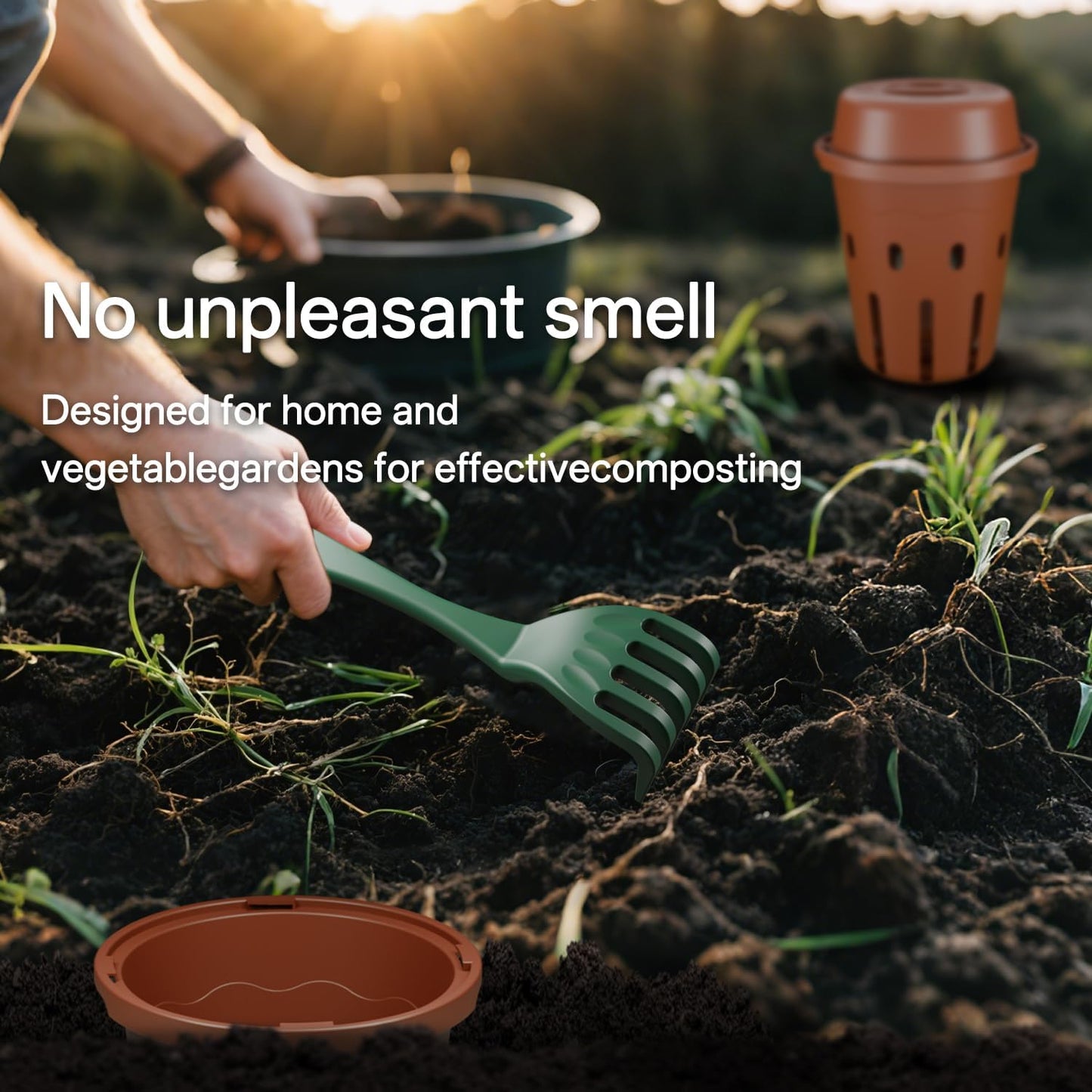 Contenedor compostaje gusanos subterráneo mini jardín uso doméstico