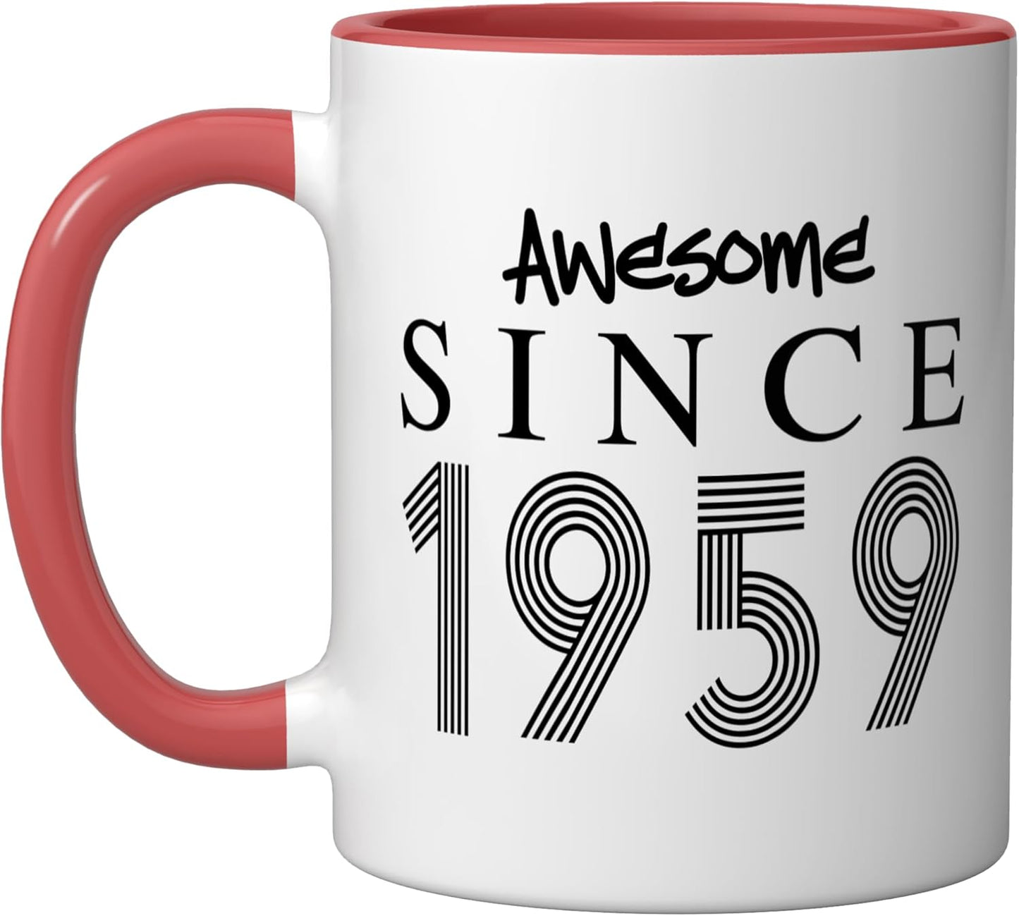 Taza cerámica vintage roja/blanca 1959