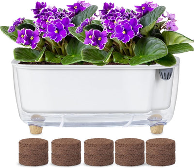 Maceta plástico rectangular 11.8pulg riego automático fibra coco