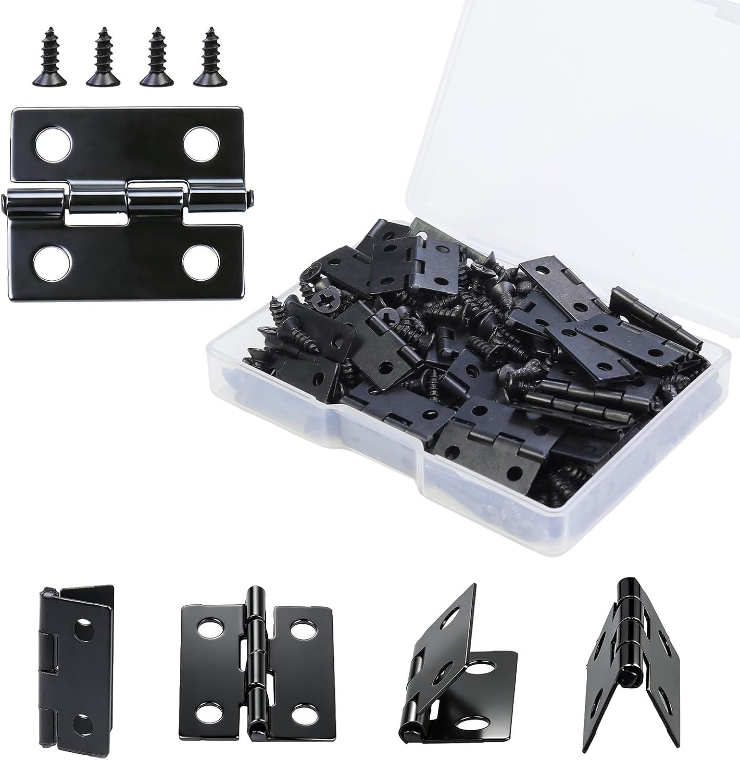 50 Bisagras Negras Mini 0.7x0.6pulg Para Cajas Madera Joyeros