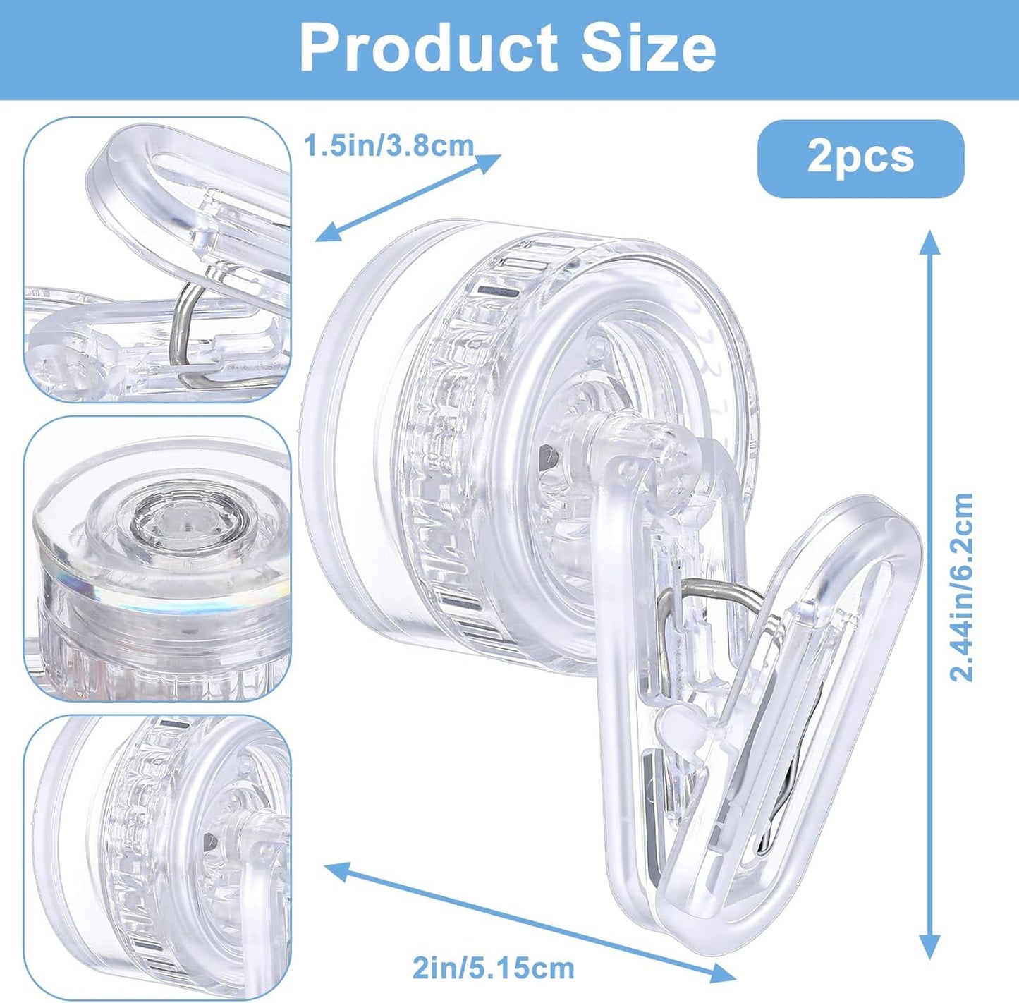 2 Clips Ventosa Giratoria para Guantes de Plato Pared Cocina