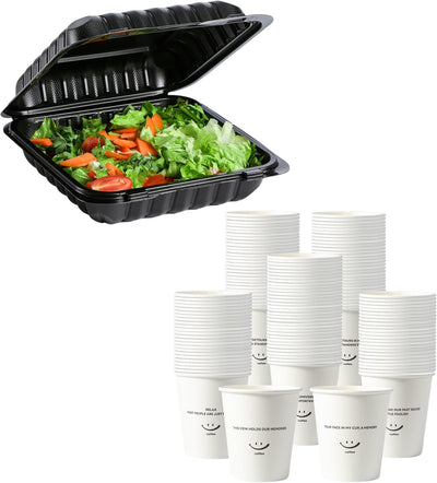 Pack 55 Recipientes Takeout 8pulg 34oz con Diseño Sonrisa