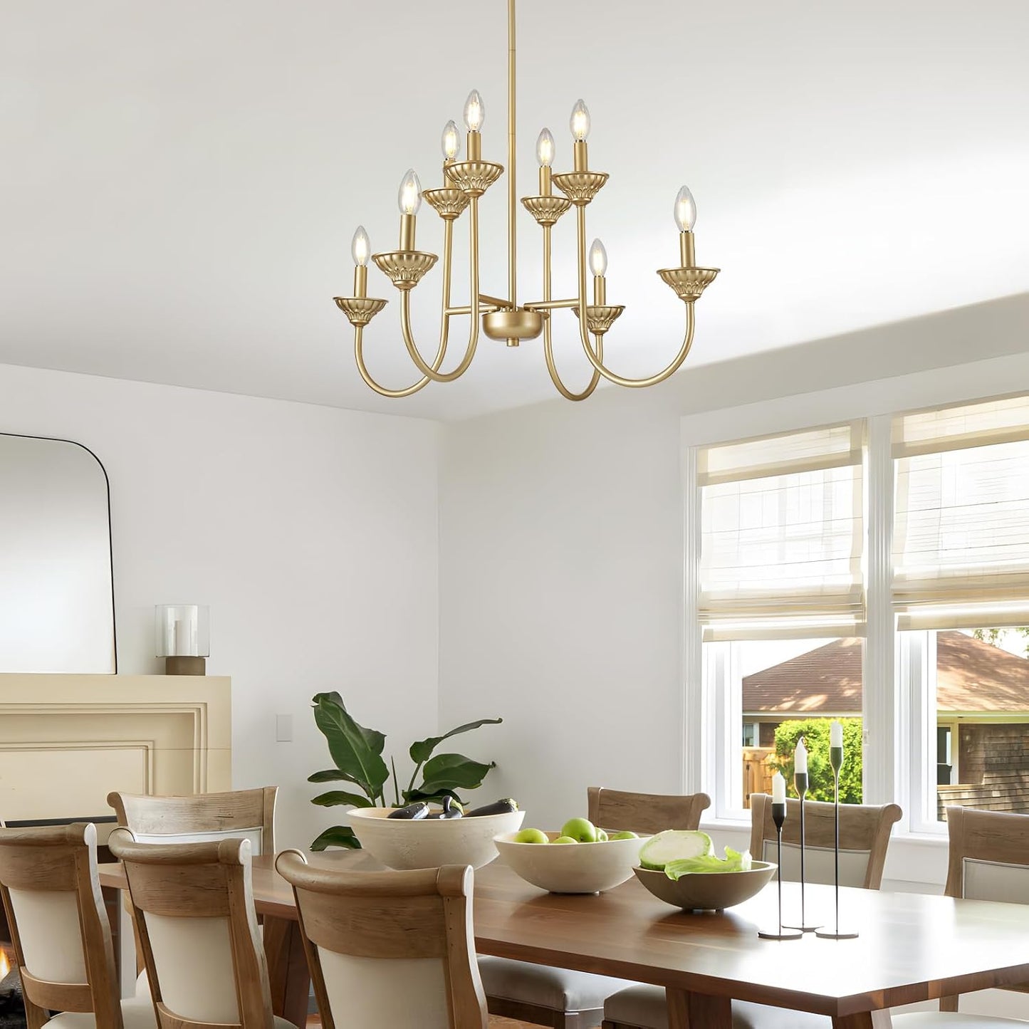 Candelabro dorado 8 luces colgante para comedor