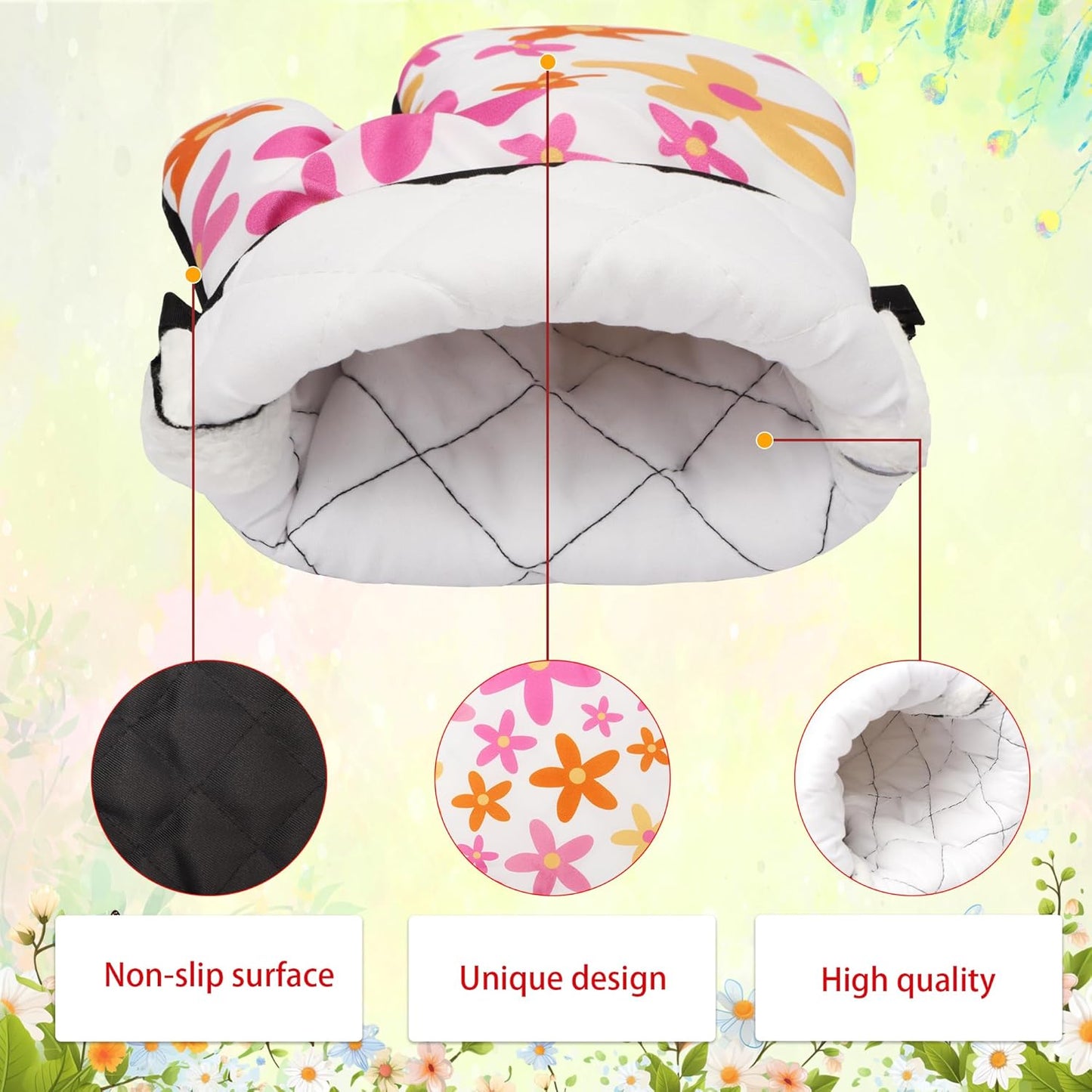 Set 4 Manoplas Horno Flores Resistentes Calor