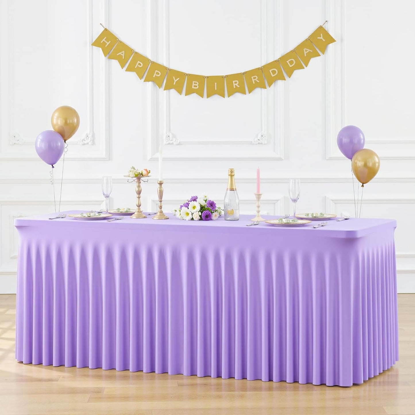 6 Manteles Elastano Lavanda 6pies Con Falda Bodas Fiestas