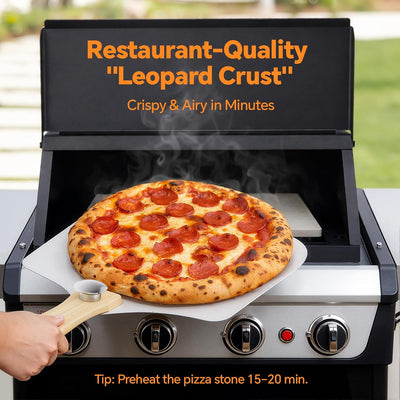 Horno pizza parrilla 12pulg piedra plegable termometro