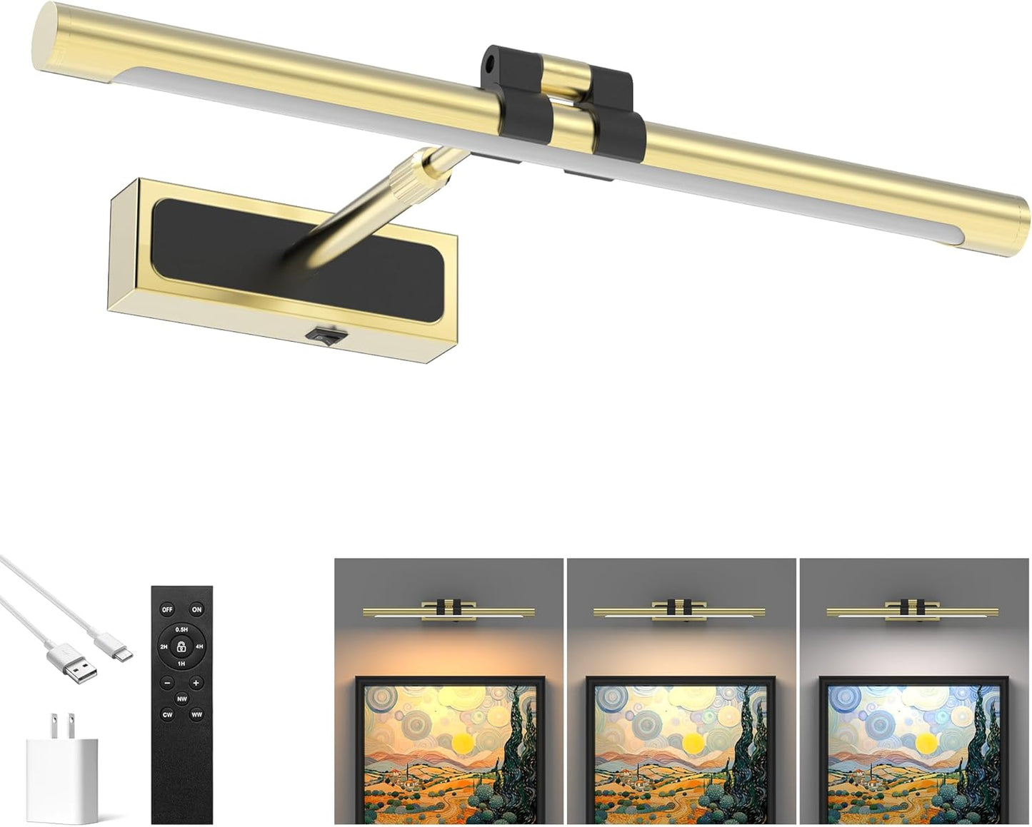 Luz arte regulable recargable 16pulg un solo brazo 25h