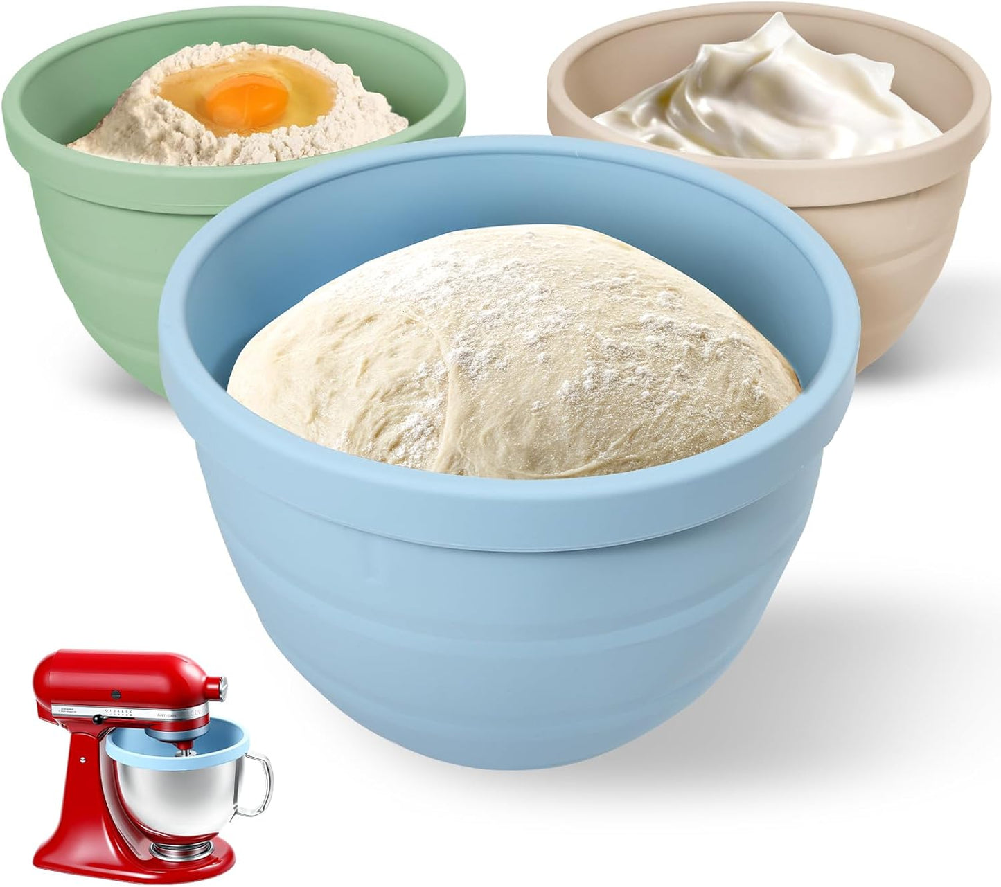 Juego 3 Recipientes Silicona para Mezcladora KitchenAid 5qt