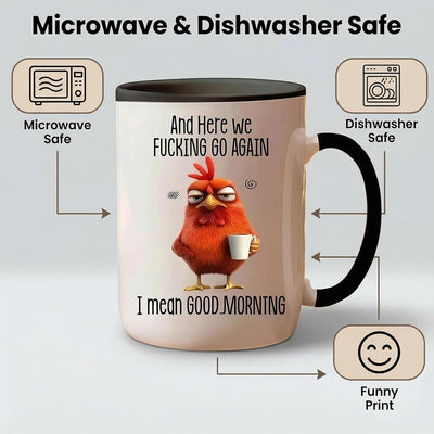 Taza divertida de pollo enojado 11 oz, taza sarcástica de buenos días
