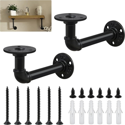 Soporte estante flotante tubo en L hierro 8-14pulg 2 Pzas Negro