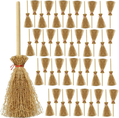 50 Pzas Escobas Colgantes Pajilla Miniatura Decoración