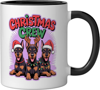 Taza cerámica de perro Doberman navideño Christmas Crew