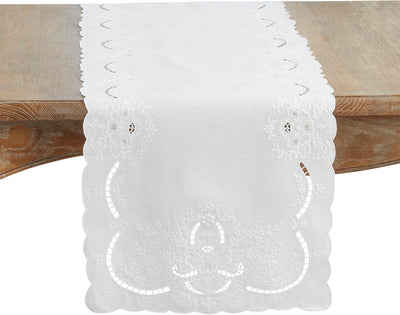 Camino Mesa Lino Bordado Decorativo 16x90pulg