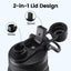 Botella agua aislada acero inox 18oz tapa popote 2en1 negro