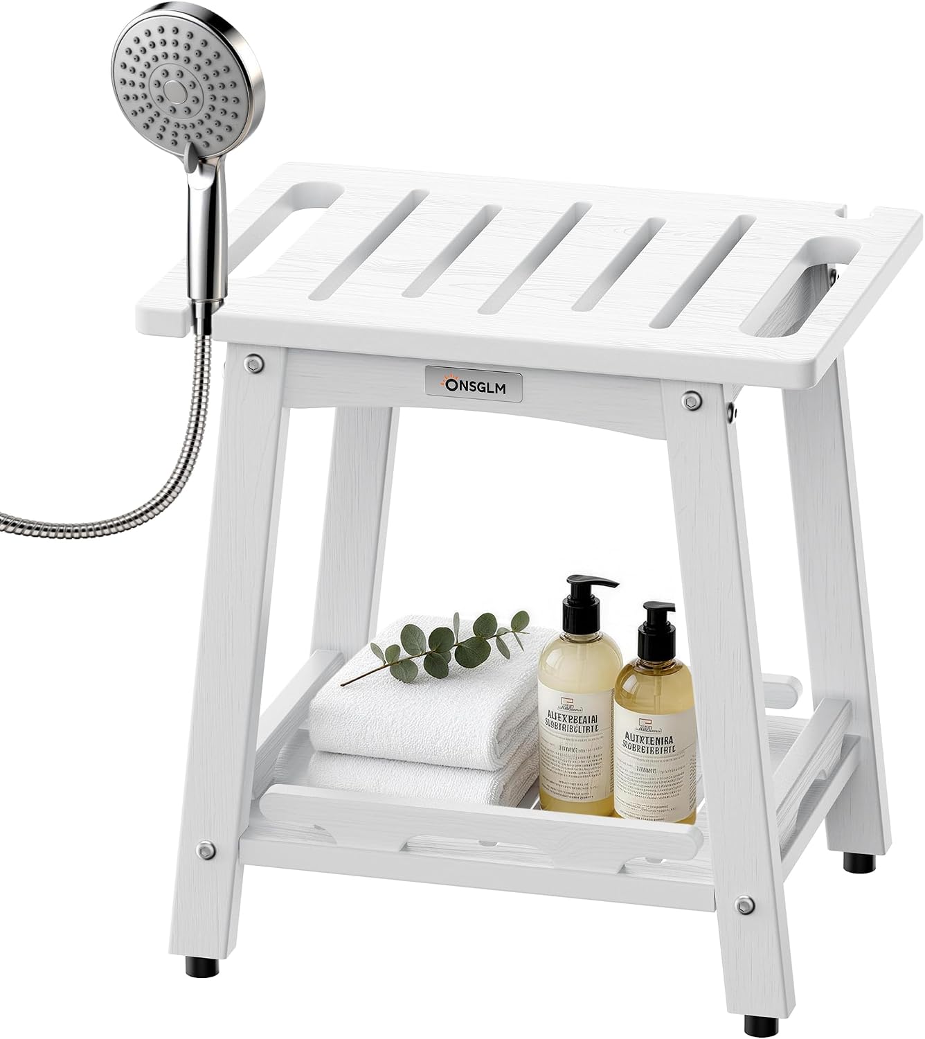 Banco ducha antideslizante impermeable HDPE color blanco