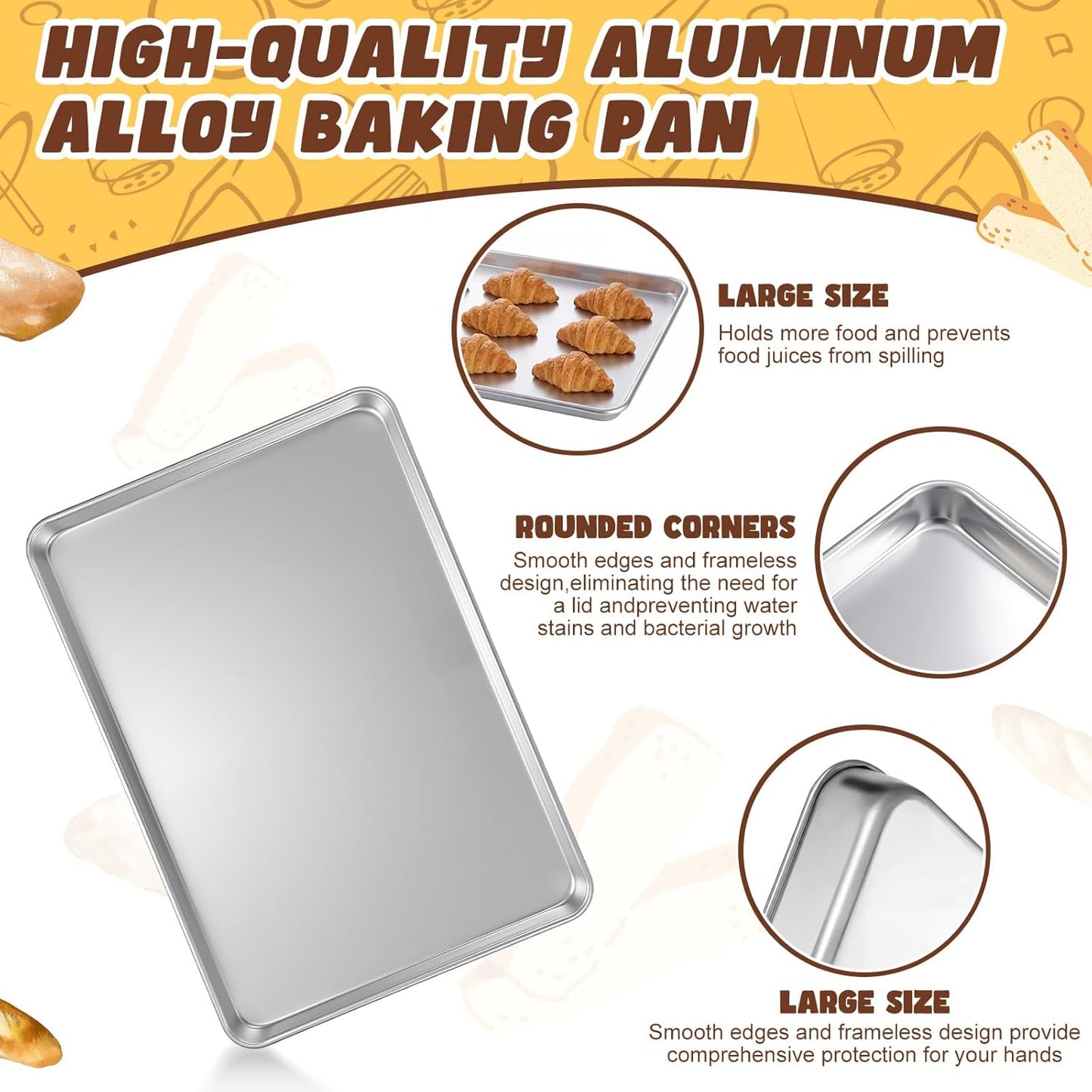 Set 4 Bandejas Aluminio Grado Completo 24x16pulg