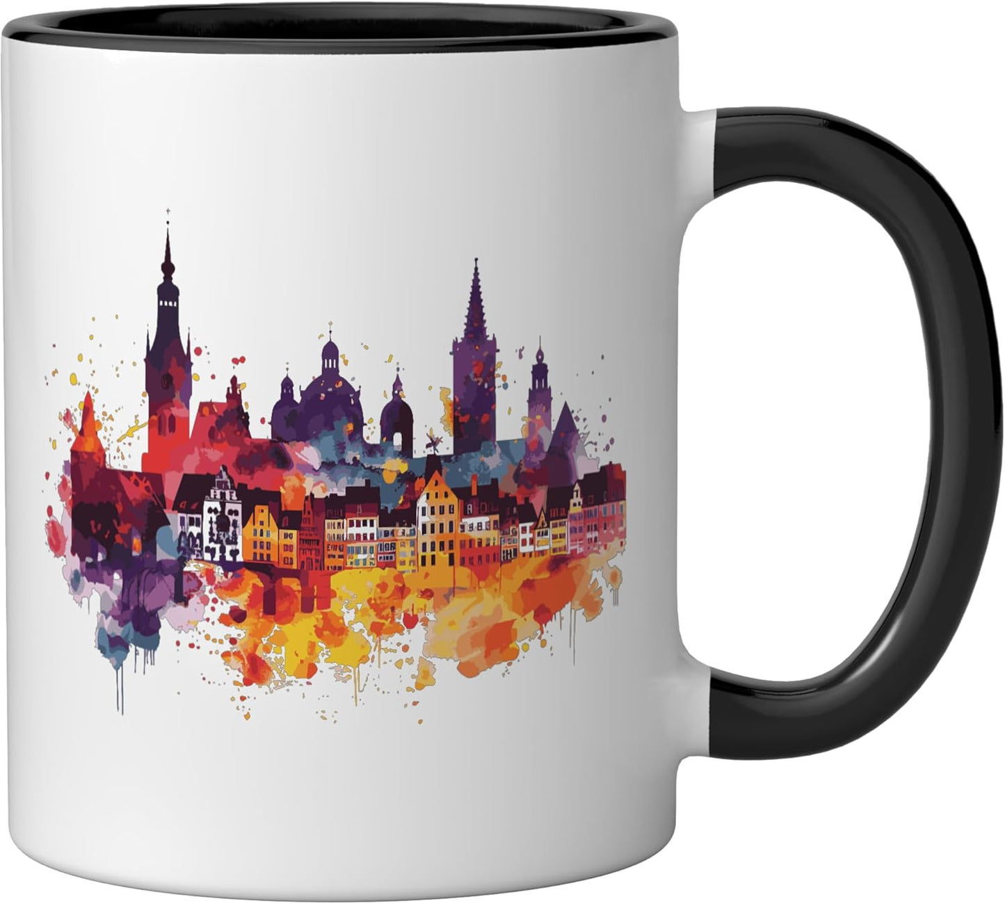 Taza cerámica Ochtrup negra/blanca