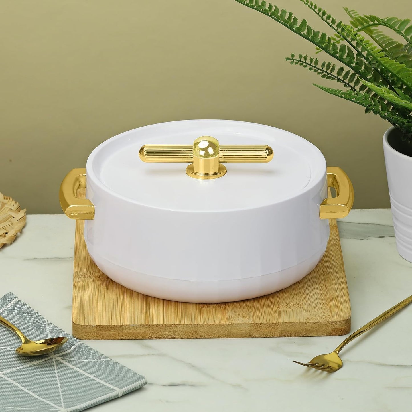 Set 3 Cazuelas Acero Inox 57.5oz 40.6oz 20.3oz Blanco Perla