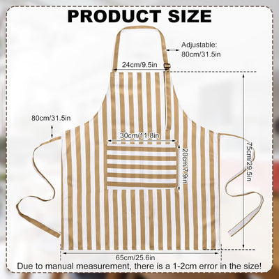 Set 2 Delantal Cocina Ajustable Bolsillos Impermeables Rayas